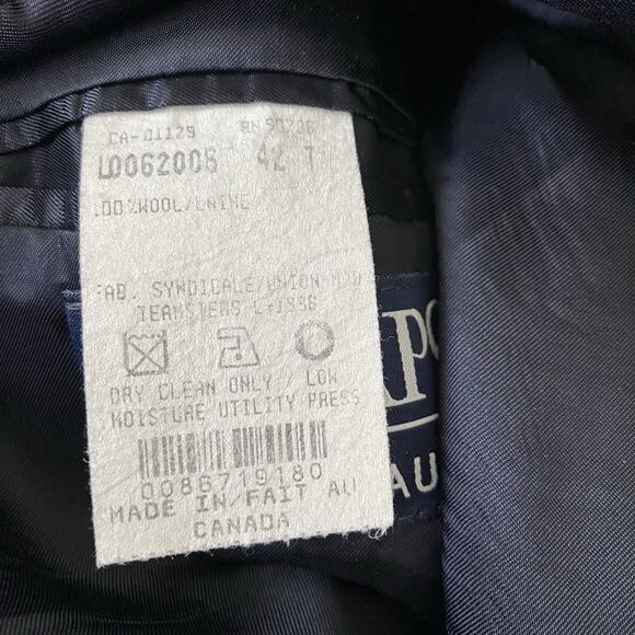 Ralph Lauren Chaps Men's Blazer Jacket Size 42T Lined Navy Blue 100% Wool - Picture 4 of 7